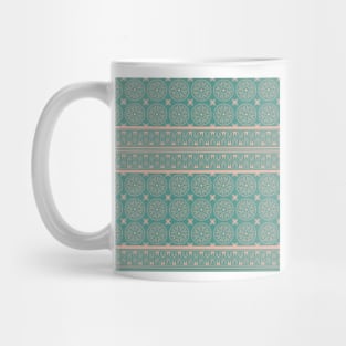 African Ethnic Tribal Blue Green  Faded Pink Mug